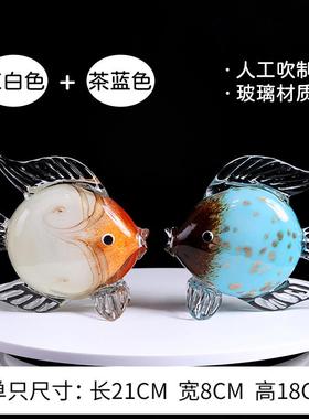 正品高轻档玻璃璃鱼摆件中式奢招电视柜玄关酒柜饰品节日乔迁琉礼