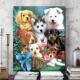 diy数字油画动物定制客厅减压手工填色填充现代油彩装 饰画猫狗狗