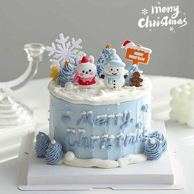 Snowman Bunny Xmas Cake Decor Snowflake Baking Pick