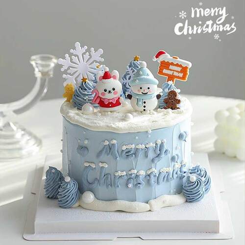 Snowman Bunny Xmas Cake Decor Snowflake Baking Pick