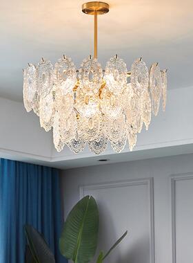 法式吊灯轻奢复古客厅led灯创意主卧灯家用温馨玻璃吊灯书房灯具