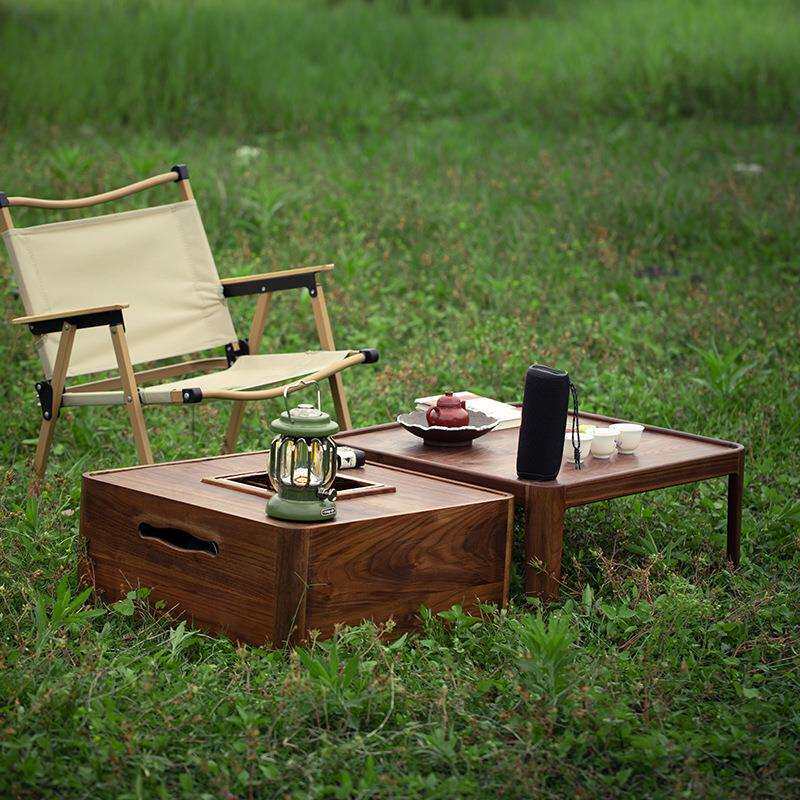 胡桃木实木围炉炭烤煮茶茶桌中式复古茶道榻榻米烧水茶炉火钵碳炉