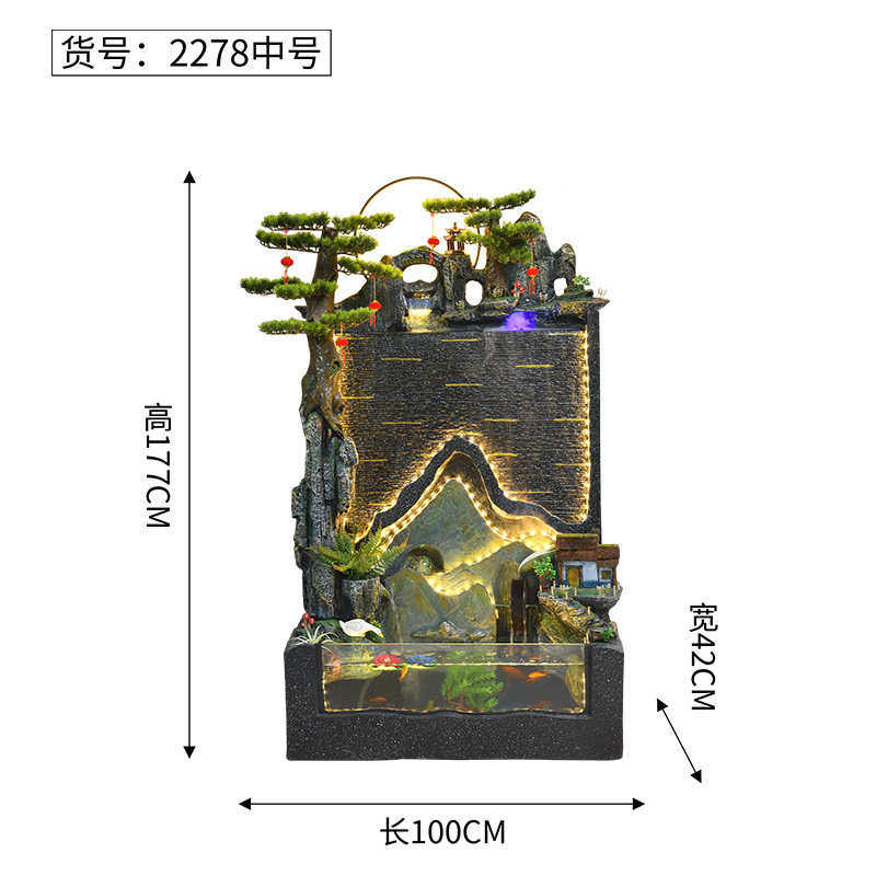 喷泉水幕观屏风摆件客厅家居创意大型水景庭院假山流水鱼缸装饰墙