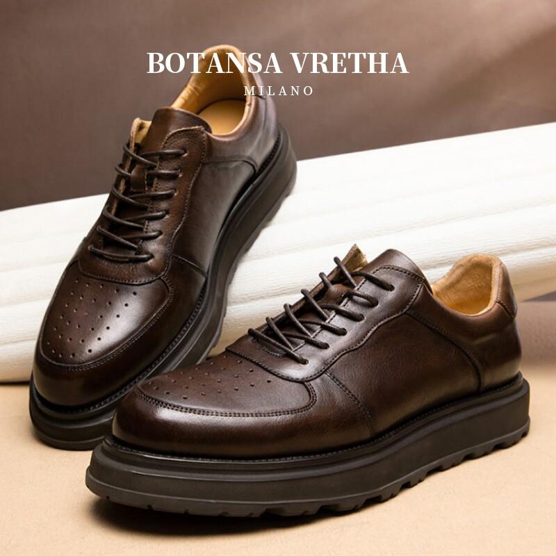 意大利BOTANSA VRETHA&BV高端精致休闲皮鞋男士透气贴脚真皮板鞋