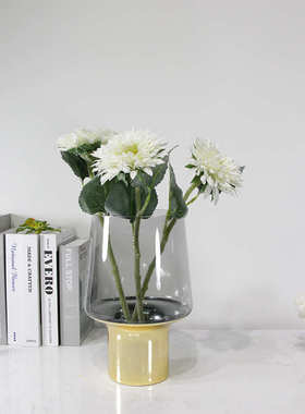 简约创意金色玻璃花瓶家居摆件水培花器插花餐桌客厅装饰摆件
