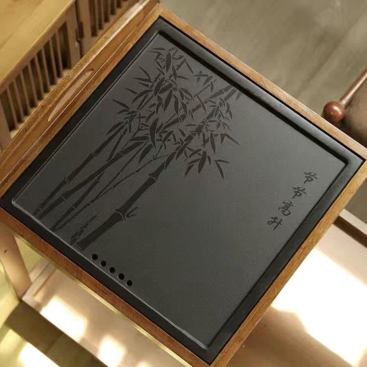 嵌入式排水茶盘乌金石茶盘嵌入式内嵌木桌嵌入可定制尺寸茶桌盖板
