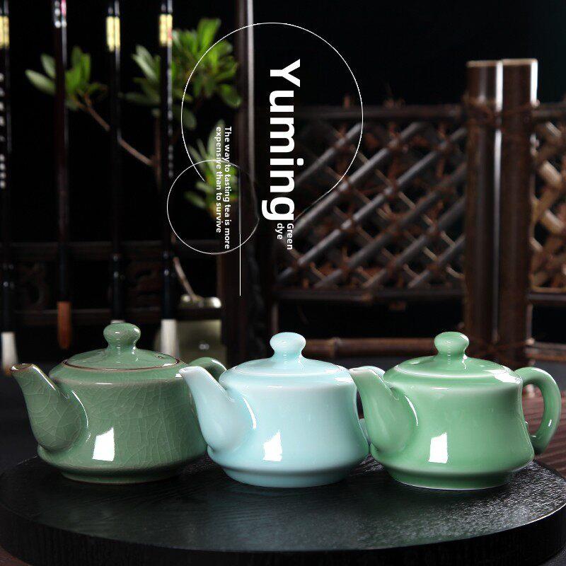 龙泉御茗青瓷茶具功夫茶壶冰裂陶瓷手工单壶过滤耐热泡茶壶花茶壶
