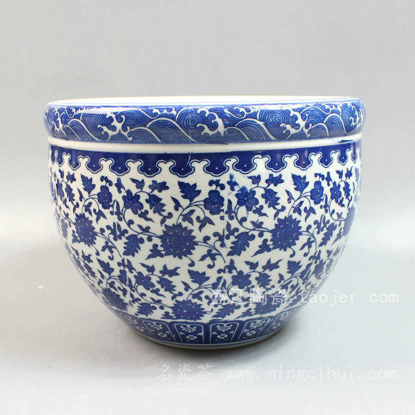 景德镇青花瓷古典鱼缸水缸花盆缠枝莲大缸水浅厂家批发仿古,鲜花速递/花卉仿真/绿植园艺,花盆,淘宝优惠券,粉丝福利购,淘宝优惠卷