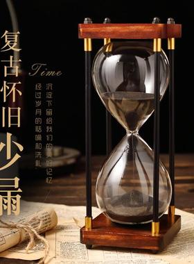 时间沙漏计时器摆件覆古创意儿童半小时30/60分钟一防摔流沙瓶小