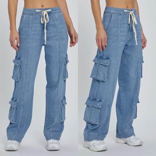 2025 Spring Street Washed Overalls Women Multi Pocket Leg