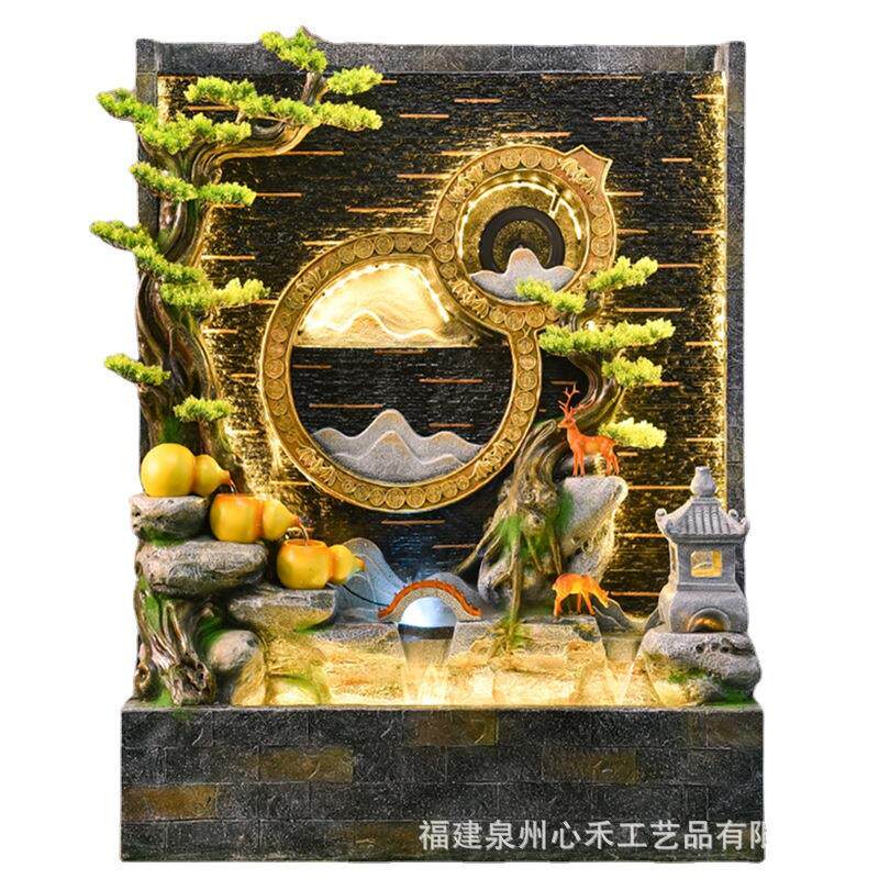 假山水幕墙隔断招财屏风流水摆件落地客厅别墅办公茶室阳台装饰品