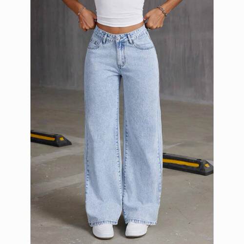 Spring Summer New Women'S Pants Light Blue High Waist