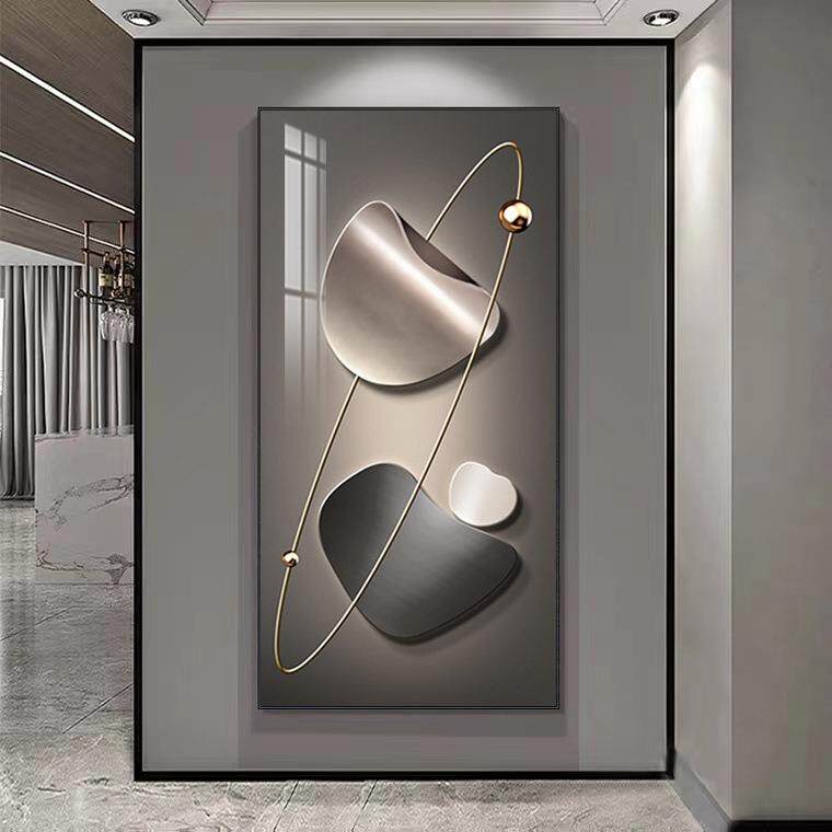 玄关装饰画现代轻奢高档简约挂画入户客厅走廊过道壁画铝合金框