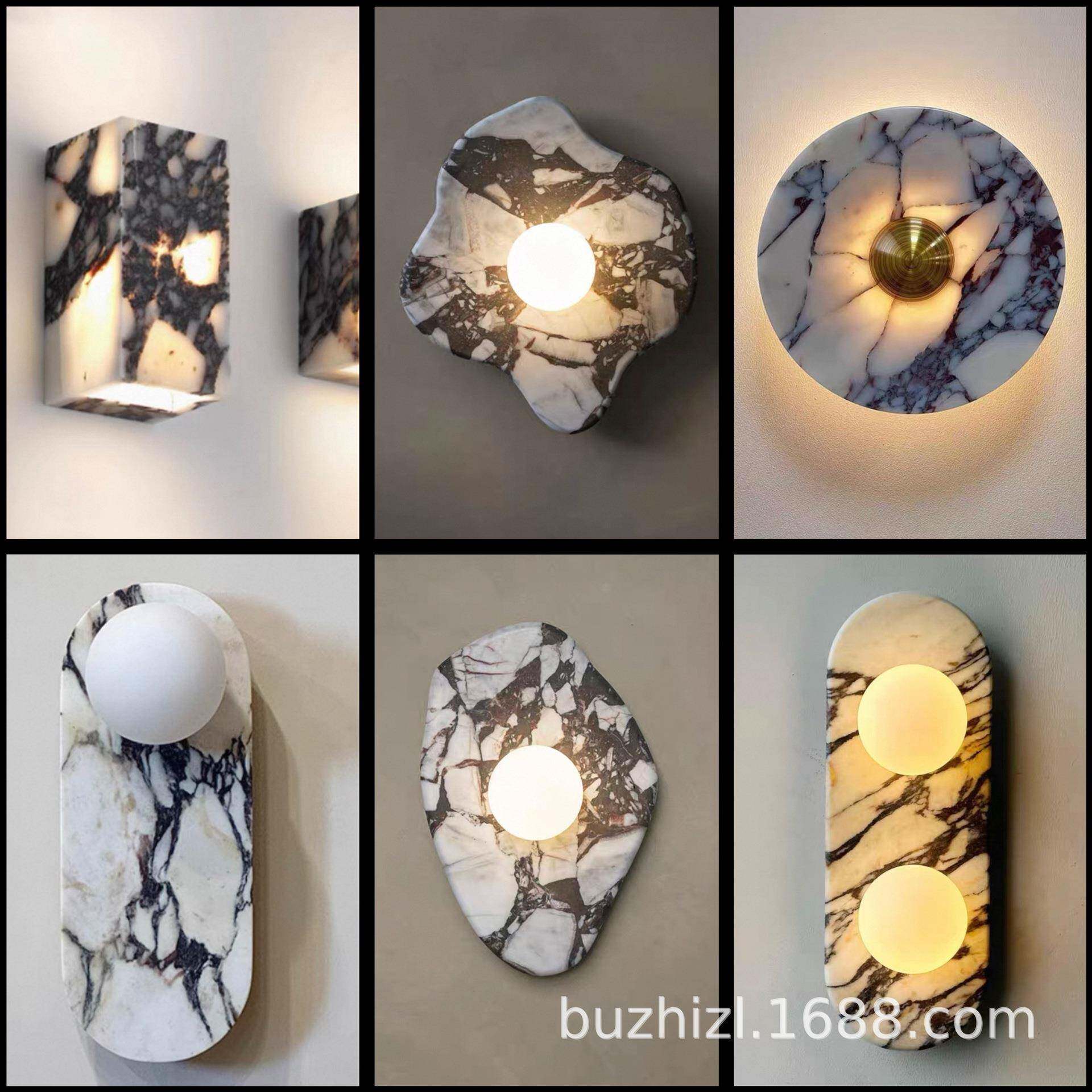 大理石壁灯新款网红法式玄关过道卧室客厅背景墙北欧意式复古壁灯