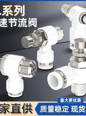 SL气动气管快速接头节流阀调速阀SL4/6/8/10/12气缸M5-01可调02白