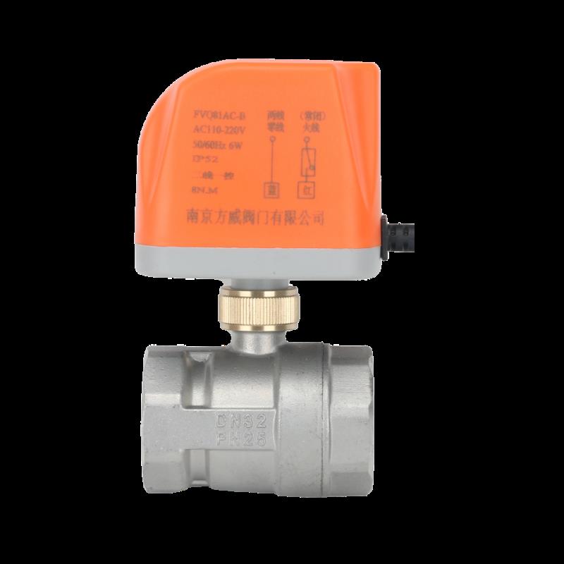 方威不锈钢电动二通球阀220V两线常闭常开阀门管道水阀开关 6分20
