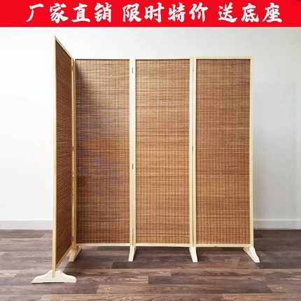 新中式竹编屏风客厅挡板卧室移动折屏简约现代折叠隔断墙遮挡家用