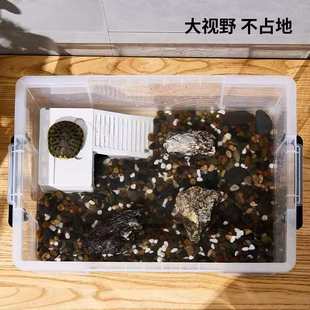 乌龟饲养缸透明大号带盖生态造景塑料周转箱晒台乌龟缸家用养龟箱