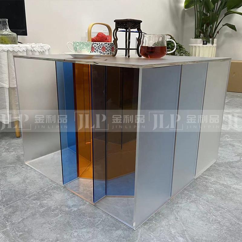 北欧简约亚克力茶几创意时尚茶几现代小方桌洽谈咖啡桌磨砂茶几