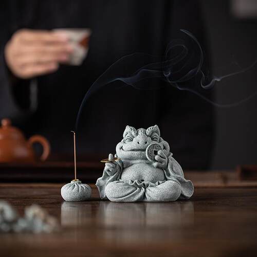 创意青砂石掐指必赚摆件线香插茶空间家居办公室桌面摆件装饰品