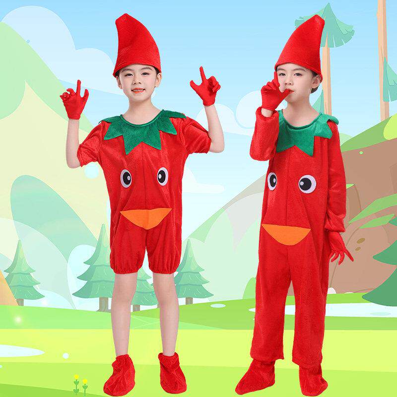 儿童小辣椒水果蔬菜演出服幼儿园话剧小老鼠吃辣椒时装秀表演服装
