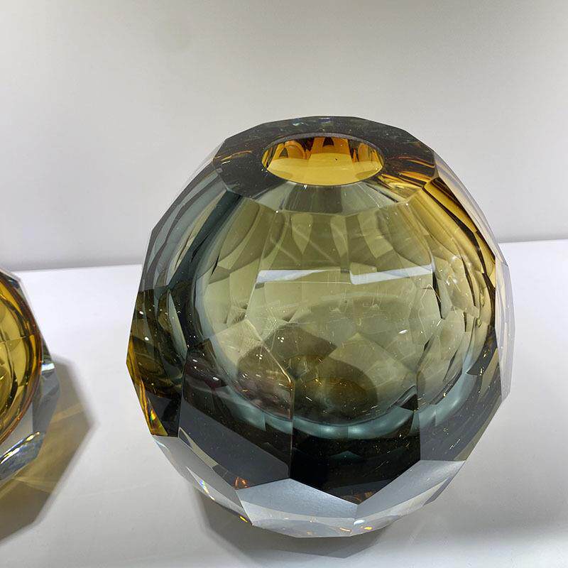 轻奢水晶琉璃花瓶创意玄关餐桌花瓶摆件客厅插花厚重精小装饰摆件