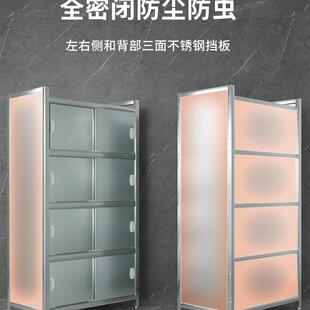 加厚不锈钢厨房置物架落地多层收纳架多功能阳台架子储物柜带柜门