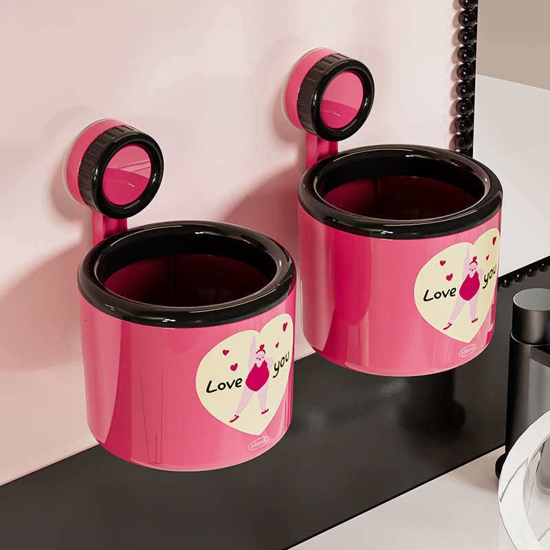 壁挂式垃圾桶吸盘旋转卫生间梳妆台桌面小号迷你纸篓挂式收纳金小