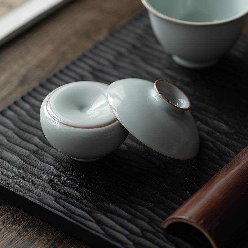 明泉茶斋汝窑战鼓盖置壶盖托茶具配件紫砂壶壶盖茶杯垫复古茶托