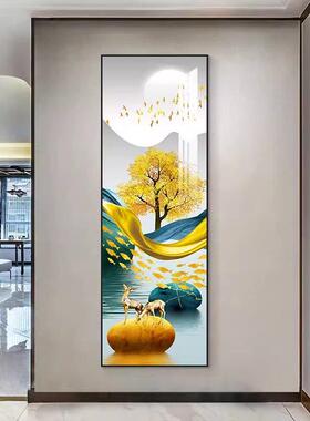 现代奢玄装饰画客厅柱子竖版入细长条户轻进关门TZ-CS-25走廊过道
