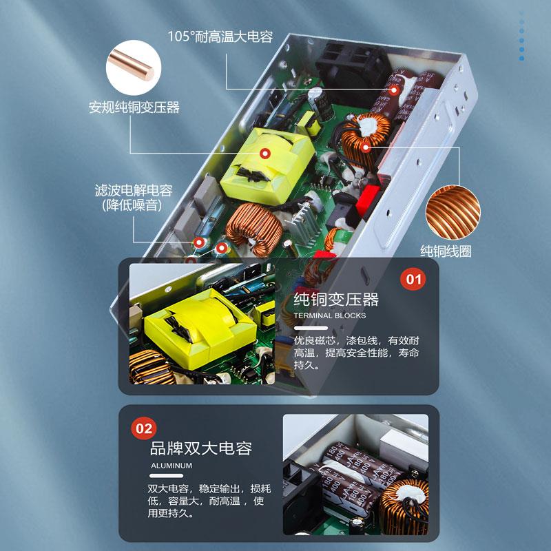 mwel明伟RSP-500/1000/1500/3000W大功率PFC开关电源24V27V36V48V