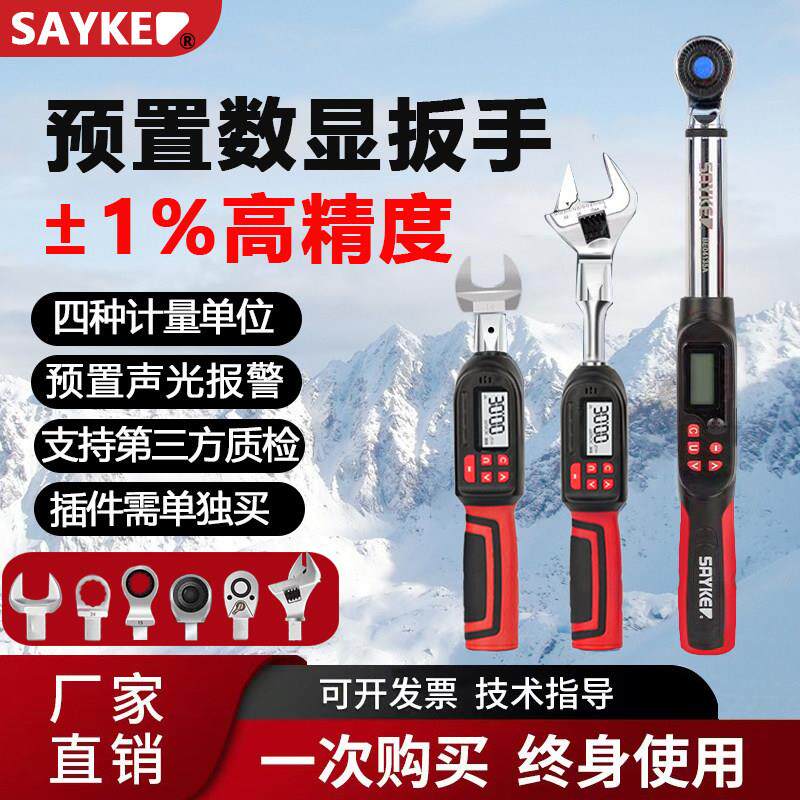 赛力克数显扭力扳手一级高精度扭矩扳手可换头电子力矩扳手公斤