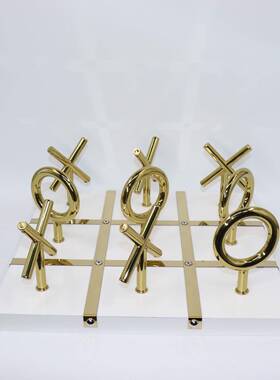 新中式创意轻奢风装饰样板房客厅售楼处软装办公室棋盘软装摆件