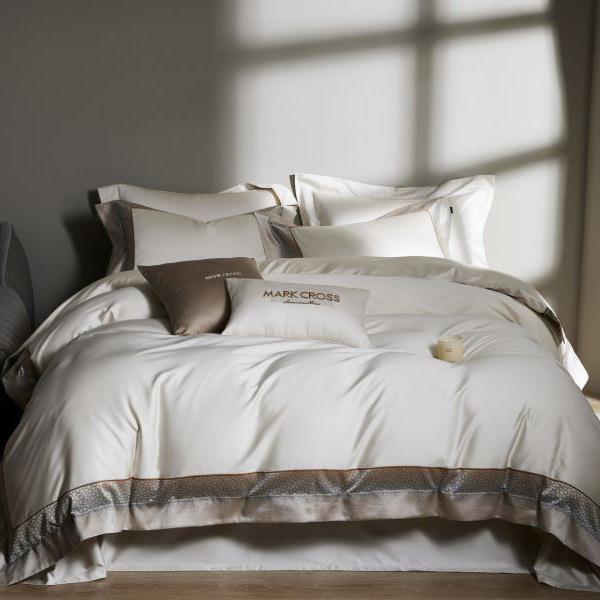 2023新品别墅100S匹马棉色织大提花纯色简约高端轻奢床上四件套被