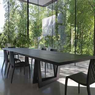 lo商ft美式 实木大板桌设计办公桌工作台长桌务洽师谈桌古复032会