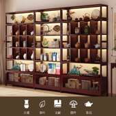 新中架式 博古架古茶置物架仿多层实展示咨询客服柜茶木室布置茶具