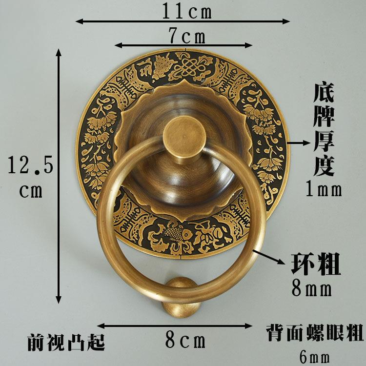 中式仿古纯铜大门拉手复古门钹拉环圆形把手狮子头兽头门环铜配件