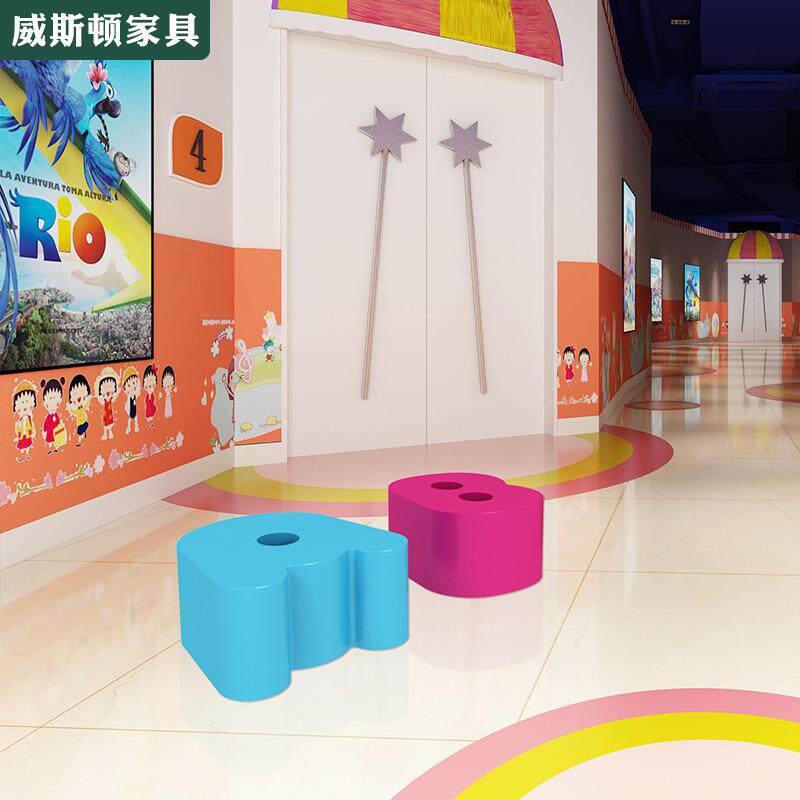 玻璃钢彩绘英文字母坐凳户外友好公园童真趣味创意卡通儿童座椅