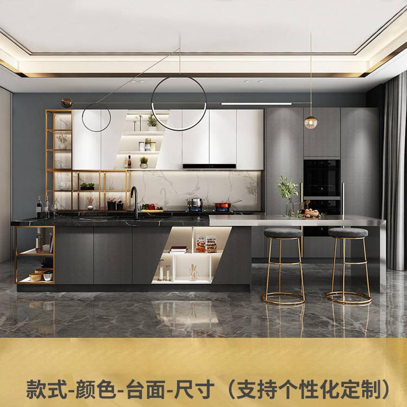 简约厨房储物柜多功能厨房组合柜304不锈钢橱柜家用置物吊柜