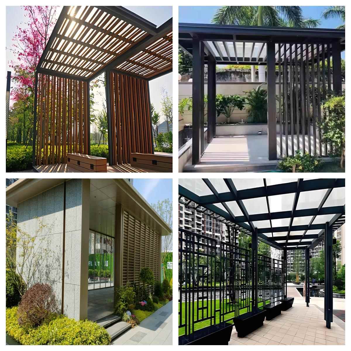 大型不锈钢廊架定制钢结构凉亭金属户外公园景观园林小区异形长廊