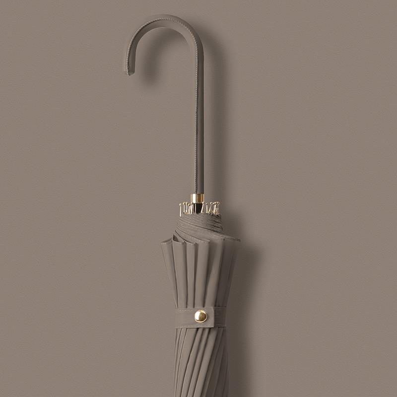 高档日长柄雨伞ins风女大抗风钩暴晴雨两用16系骨自动弯伞定制log