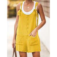 Womens Casual Shorts Summer Cotton Linen Rompers Bib thumbnail 2