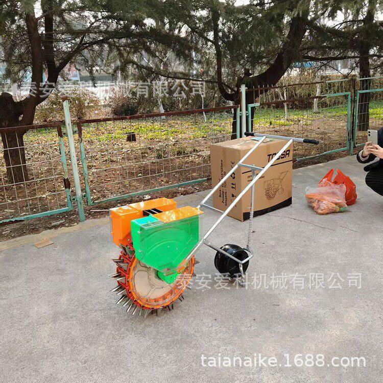 手推双排牙播种机蔬菜谷子小播种玉米大豆施播种机行距可调