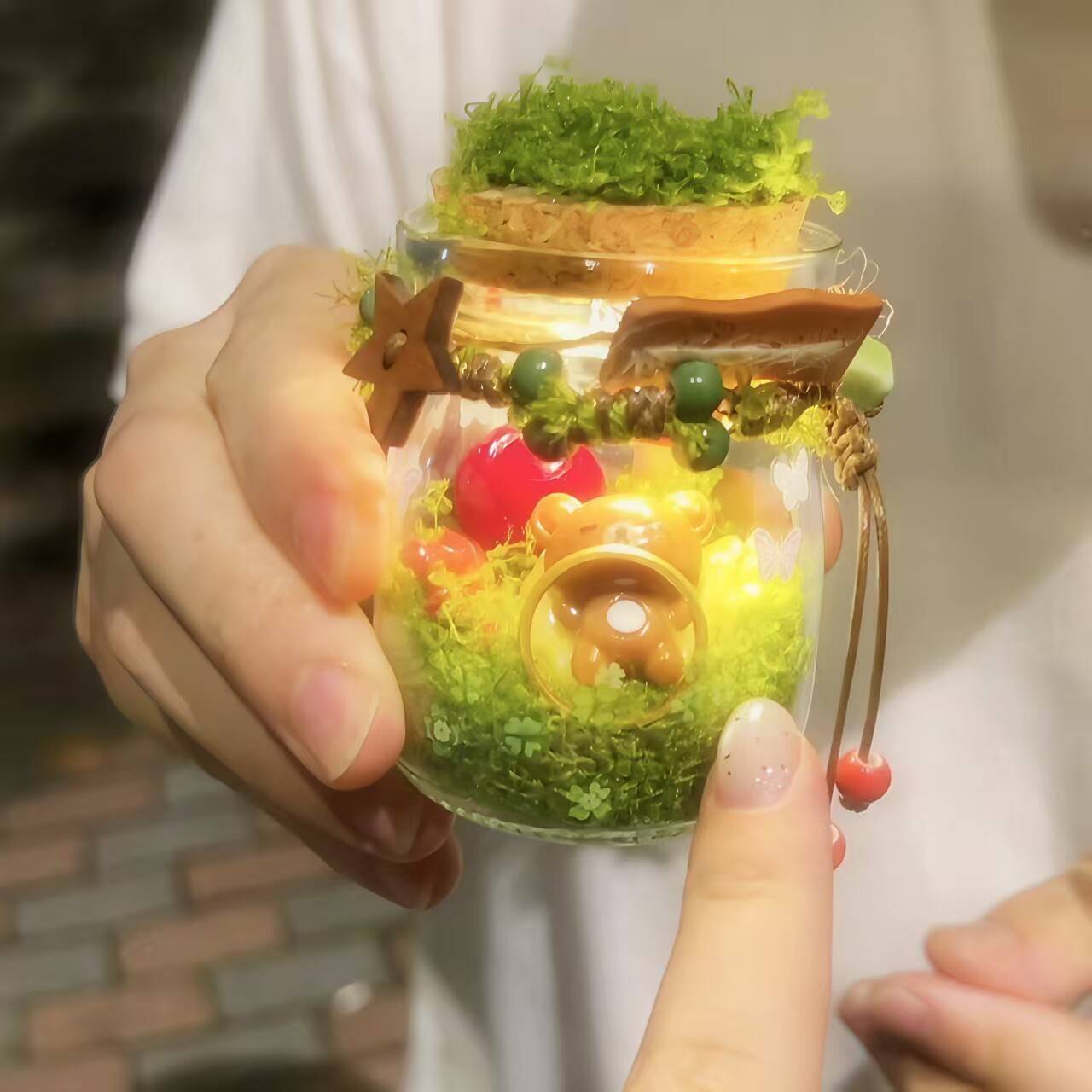 轻松熊许愿瓶手工diy材料包微景观场景玻璃罐520生日送女朋友礼物
