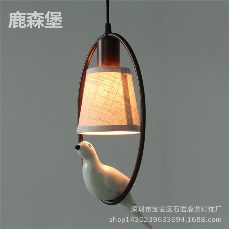 美式田园复古小鸟吊灯欧式铁艺树脂玄关吧台卡座吊灯鸽子吊灯
