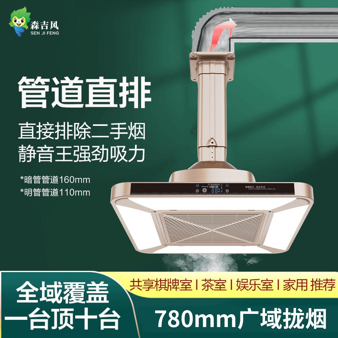 直排管道抽烟茶楼麻将灯外排棋牌室空气净化器吸烟灯麻将机净化灯