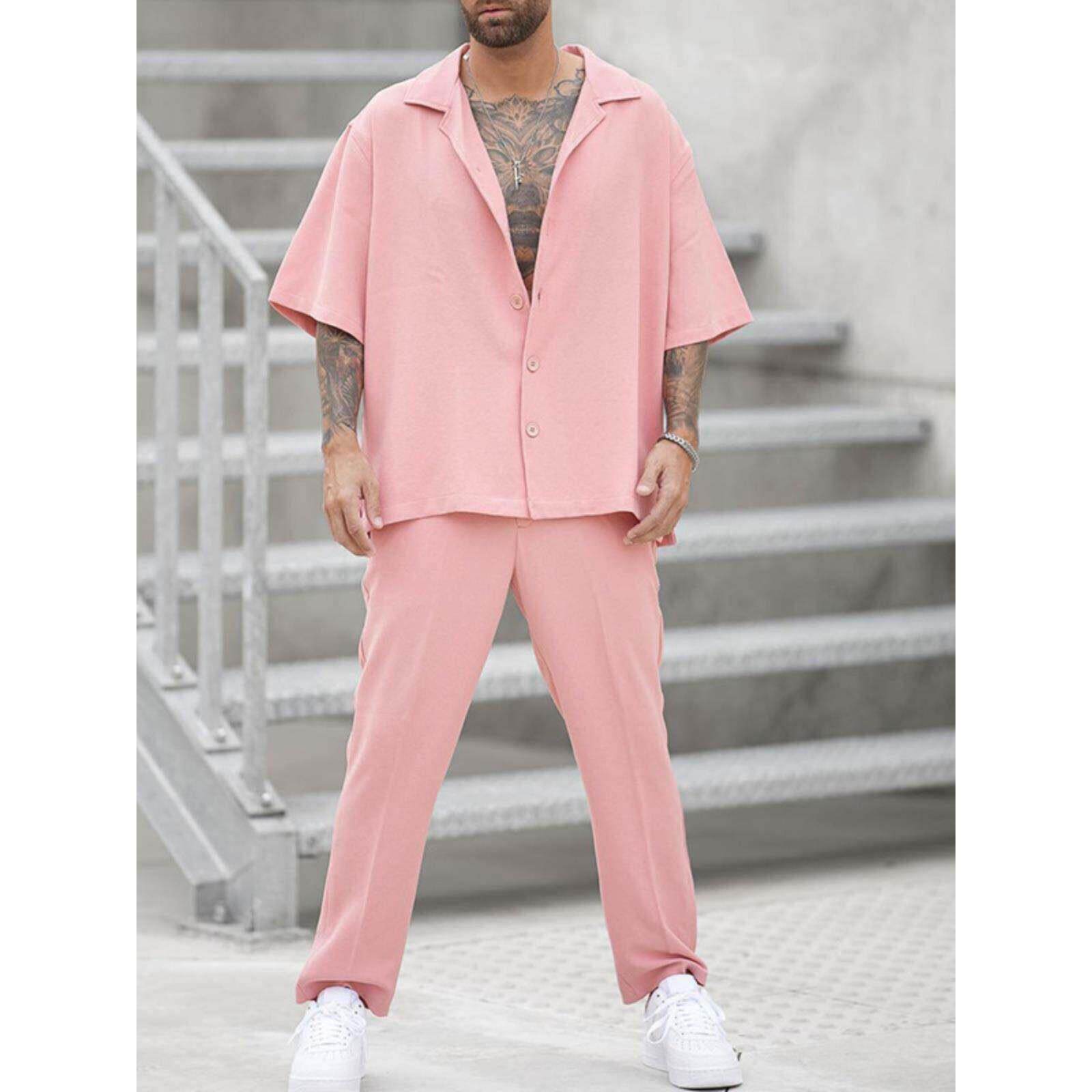 Men's casual suit 欧美时尚衬衫休闲两件套男装潮流男式时尚