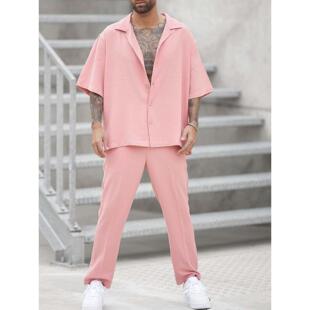 suit 欧美时尚 时尚 39;s 潮流男式 casual 休闲两件套男装 Men& 衬衫