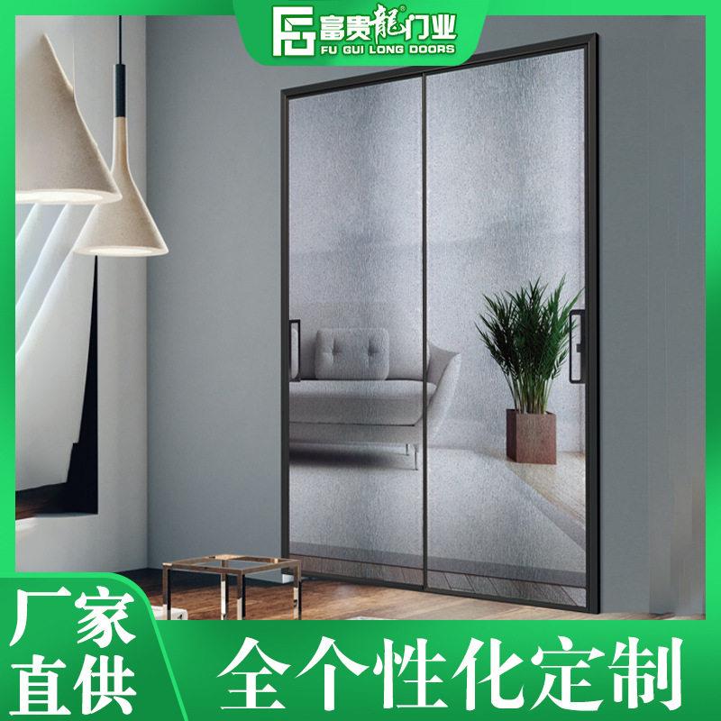 佛山富贵龙铝合金折叠门 厨房钢化玻璃门悬浮推拉折叠门 卫生间门