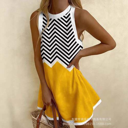 Geometric print mini dress perfect for summer vacations